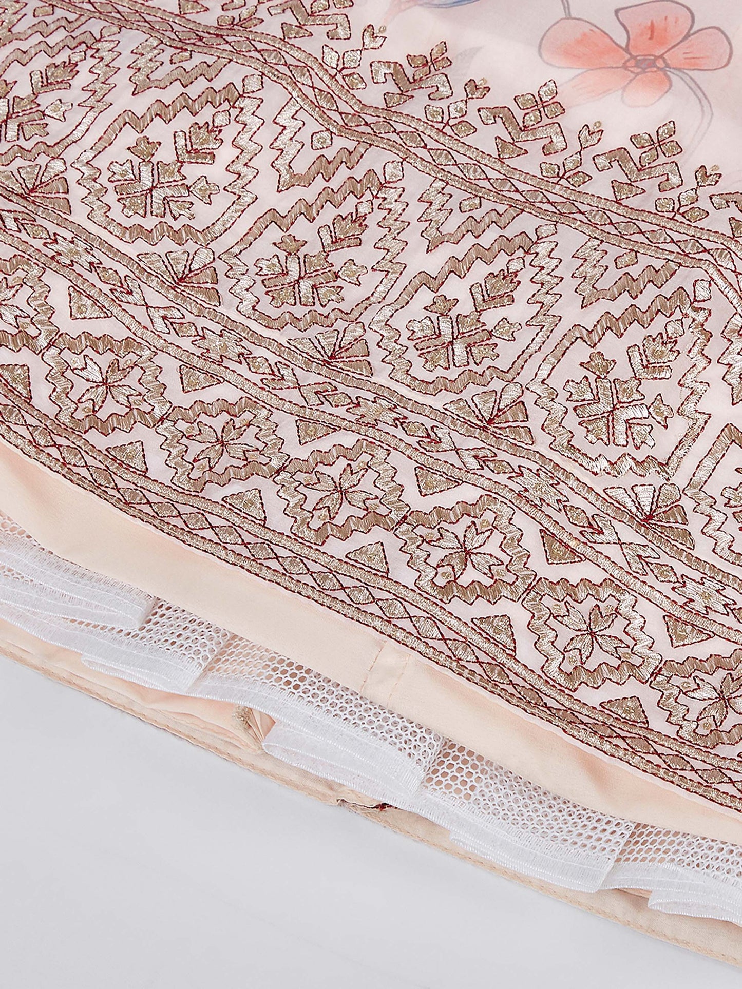 Cream colour Organza Floral design digital print Lehenga