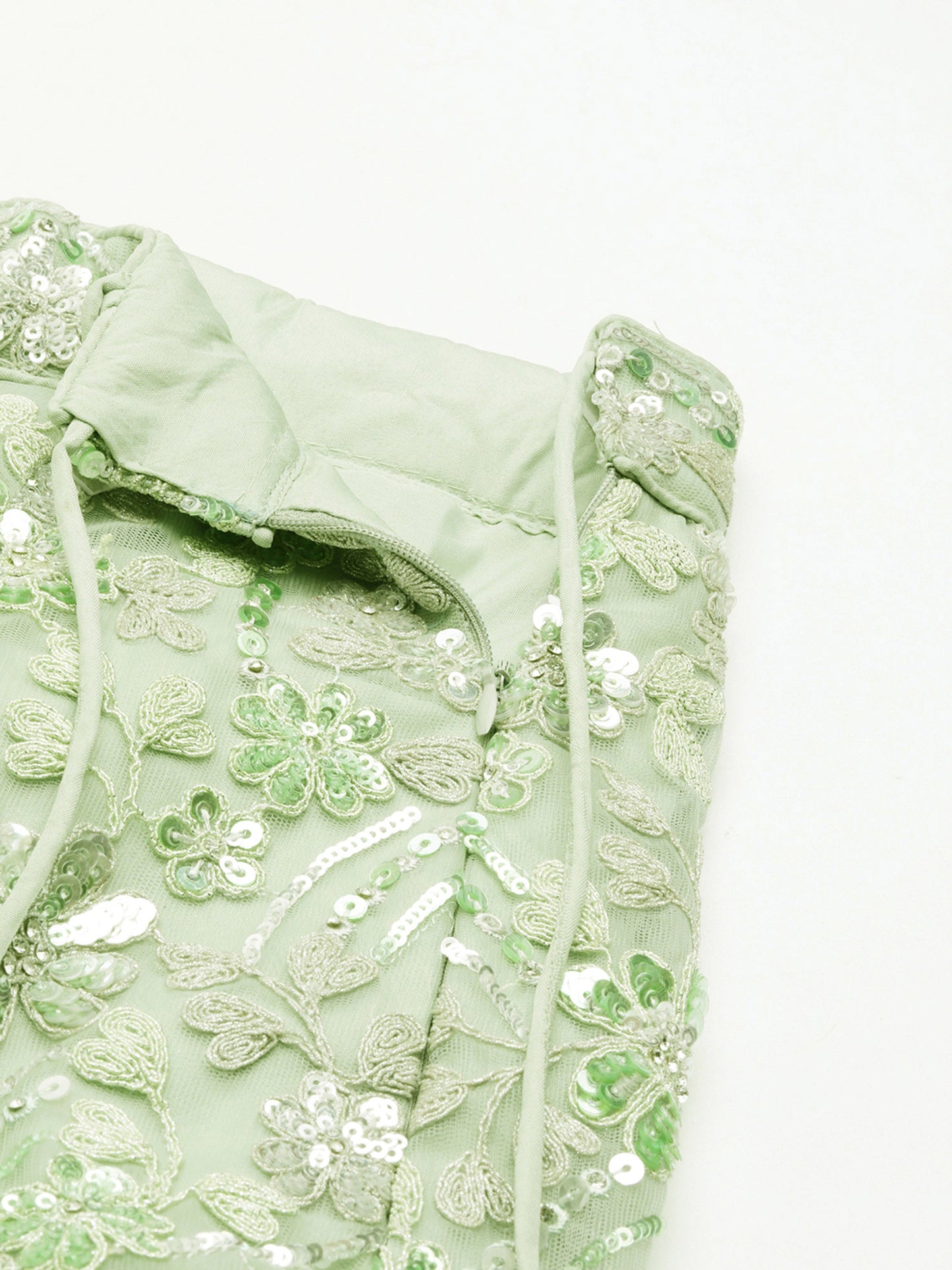 Lime Green Net Sequins and Zarkan embroidery Lehenga