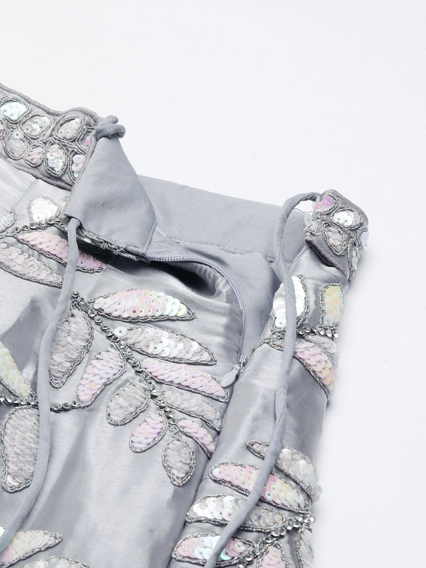 Grey Organza Sequins & Zarkan embroidery Lehenga
