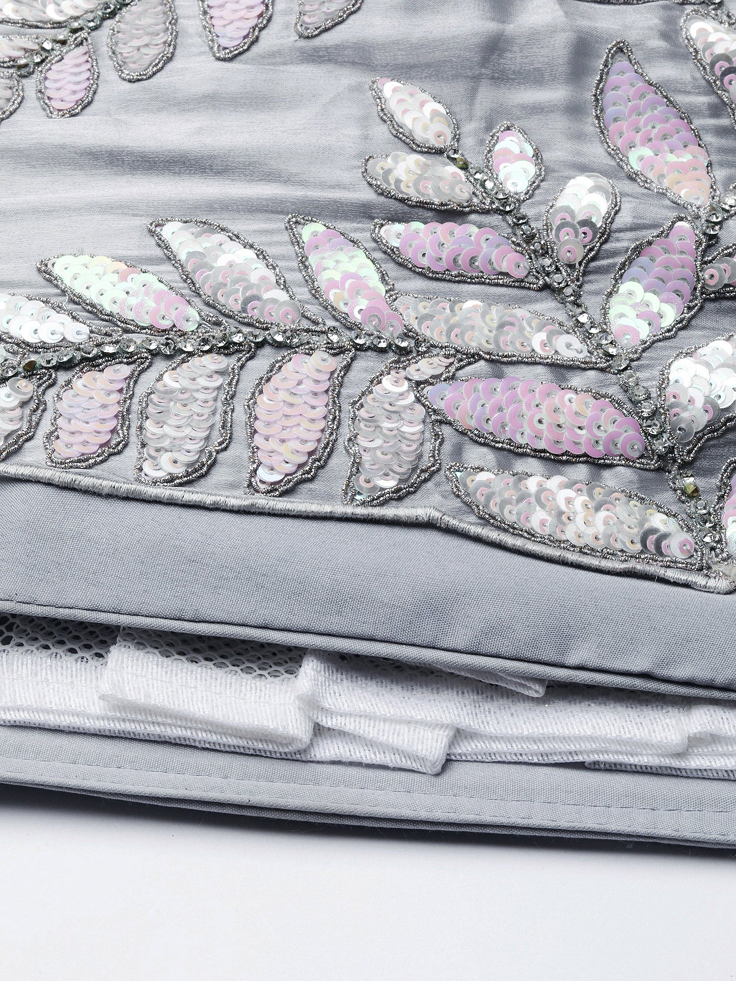 Grey Organza Sequins & Zarkan embroidery Lehenga