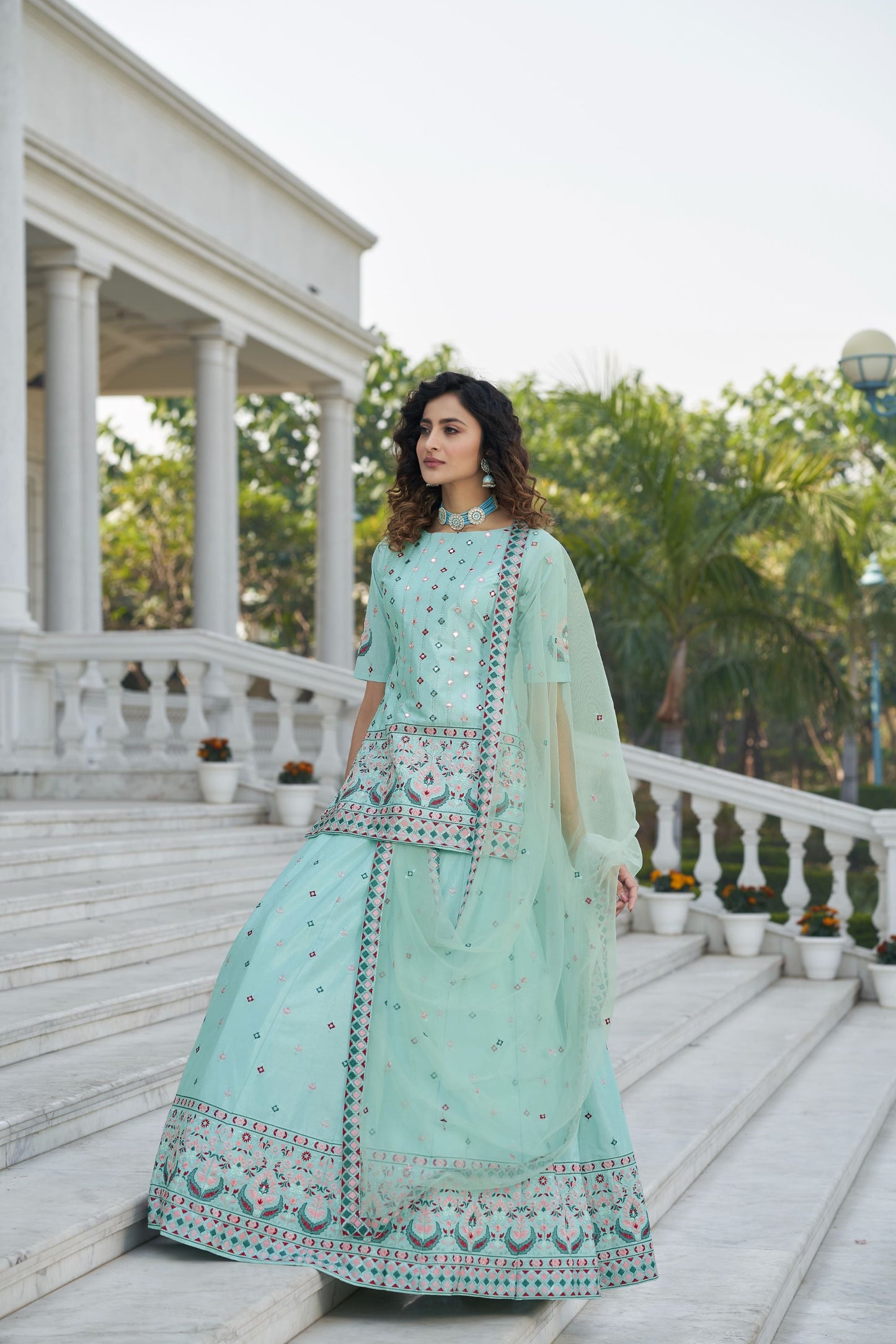 Green Color Designer Bridesmaid Lehenga Choli 1955