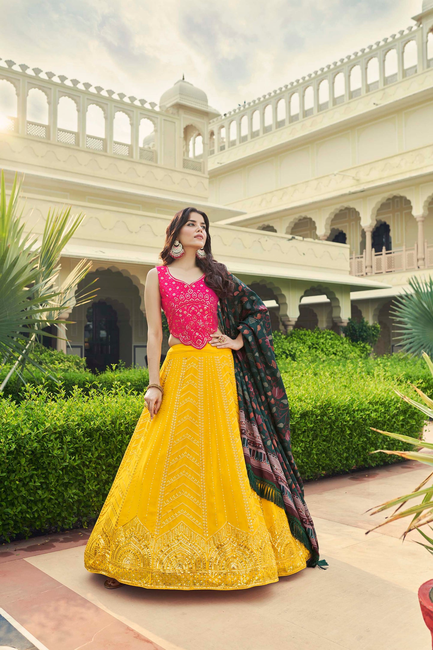 Yellow Color Haldi Georgette Lehenga 2192
