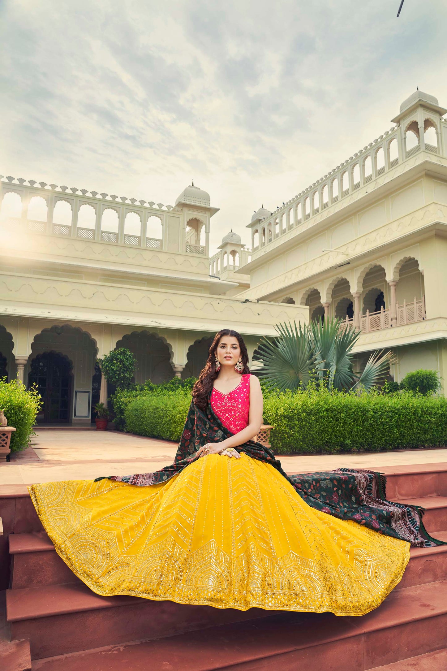 Yellow Color Haldi Georgette Lehenga 2192