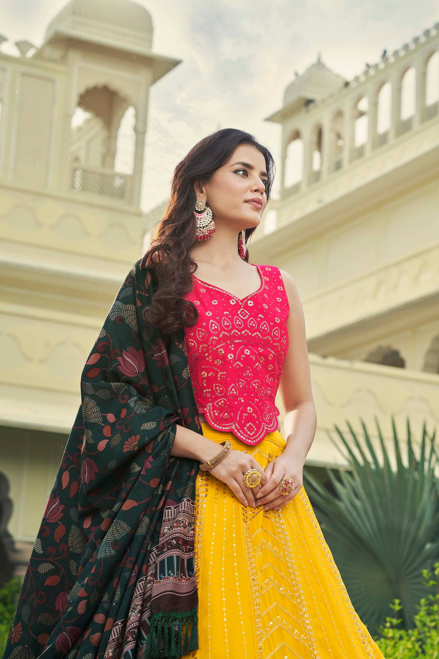 Yellow Color Haldi Georgette Lehenga 2192