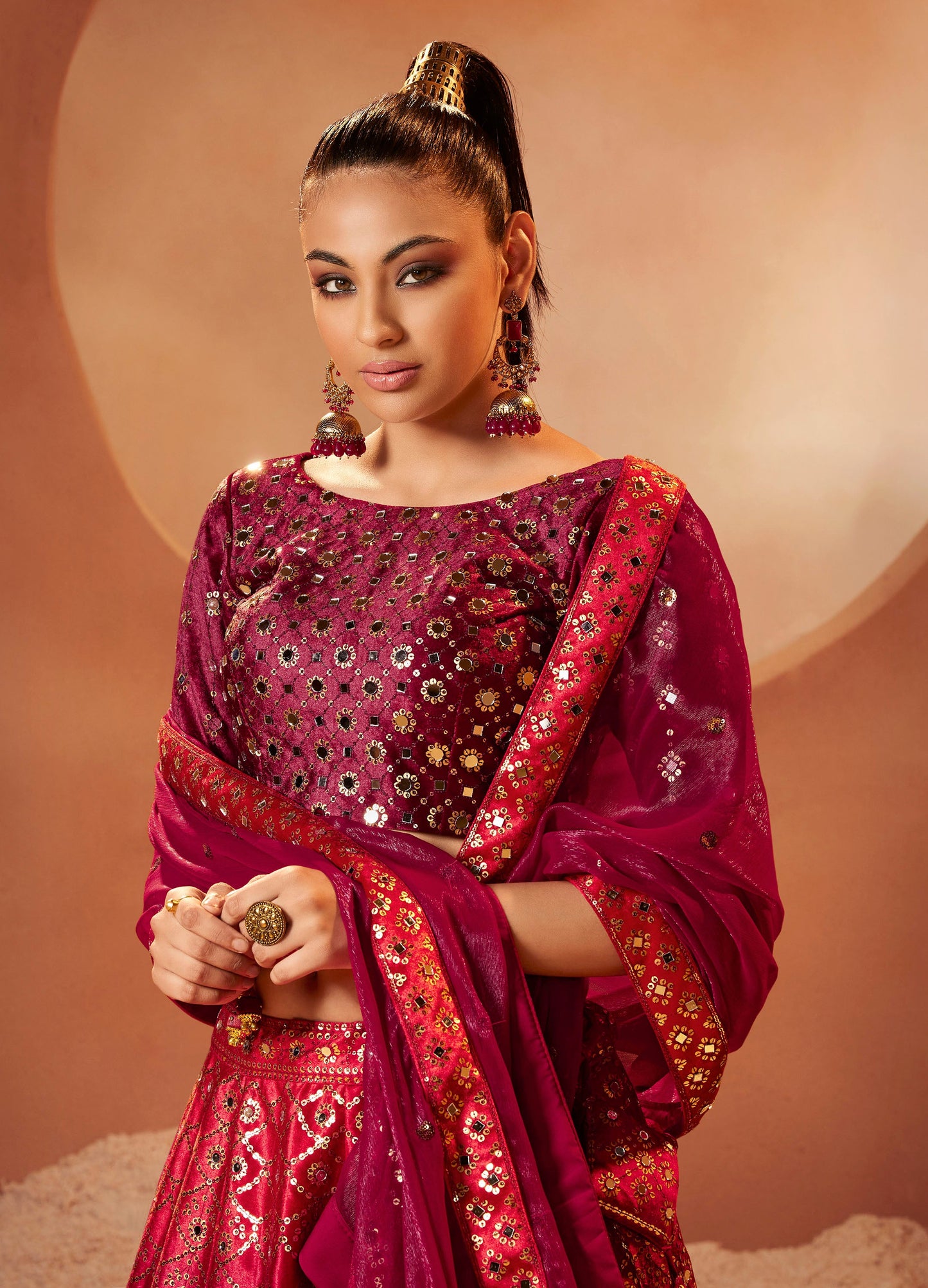 Maroon Color Velvet Sequence Work Lehenga 2282