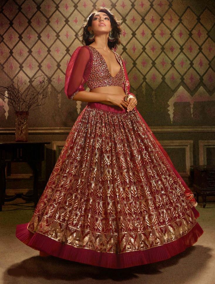 Maroon Bridal Wear Lehenga Set