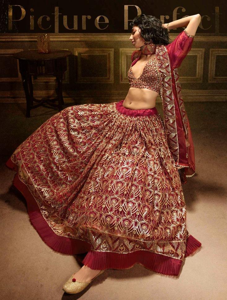 Maroon Bridal Wear Lehenga Set