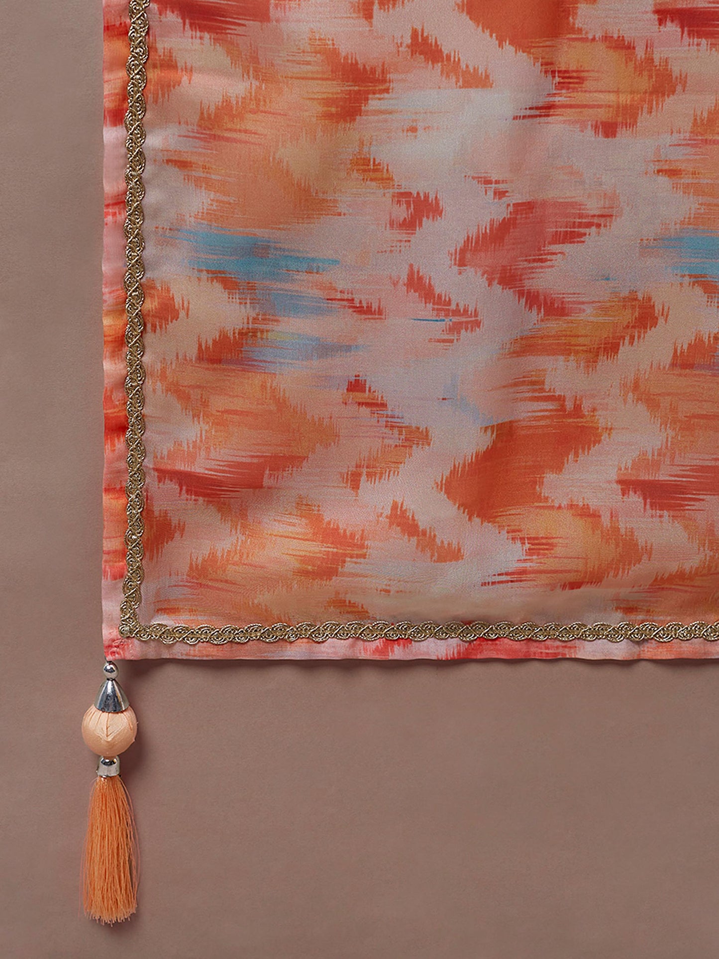 Peach Organza Floral Printed Lehenga choli & Dupatta