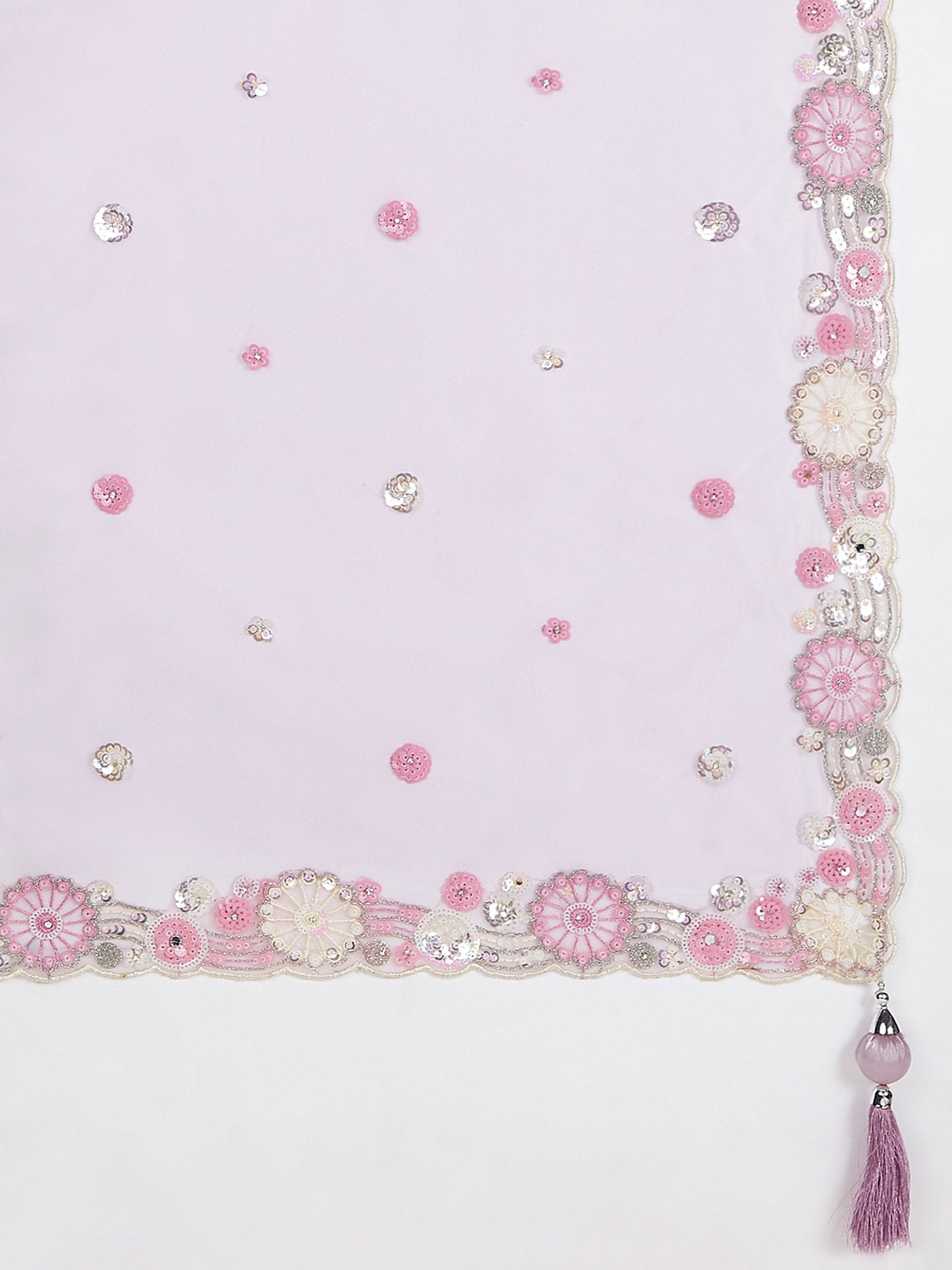 Mauve Organza Sequins, Zarkan and thread embroidery Lehenga