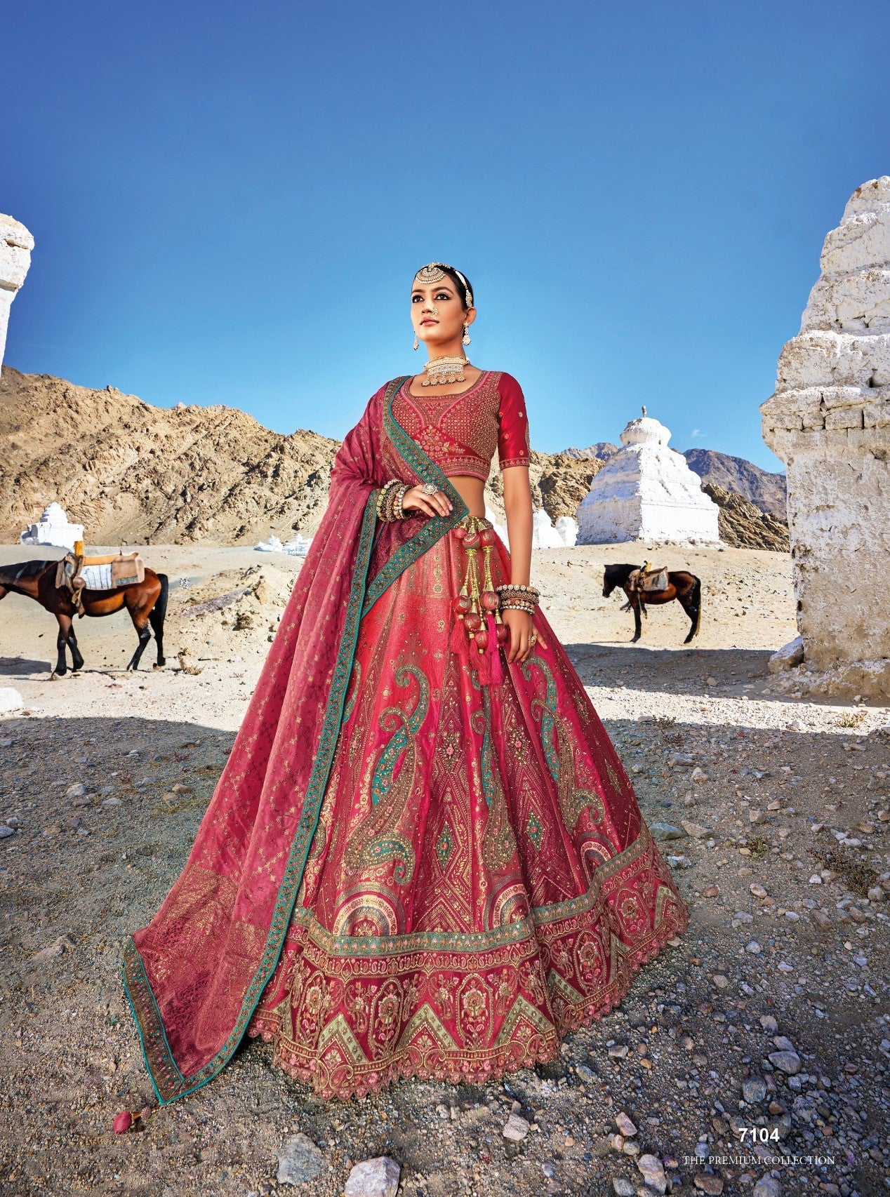 Dark pink bridal lehenga best sale