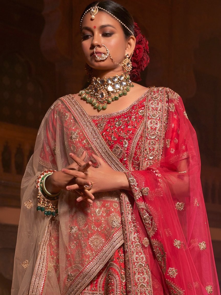 Pink Color Silk Lehenga Choli for Wedding