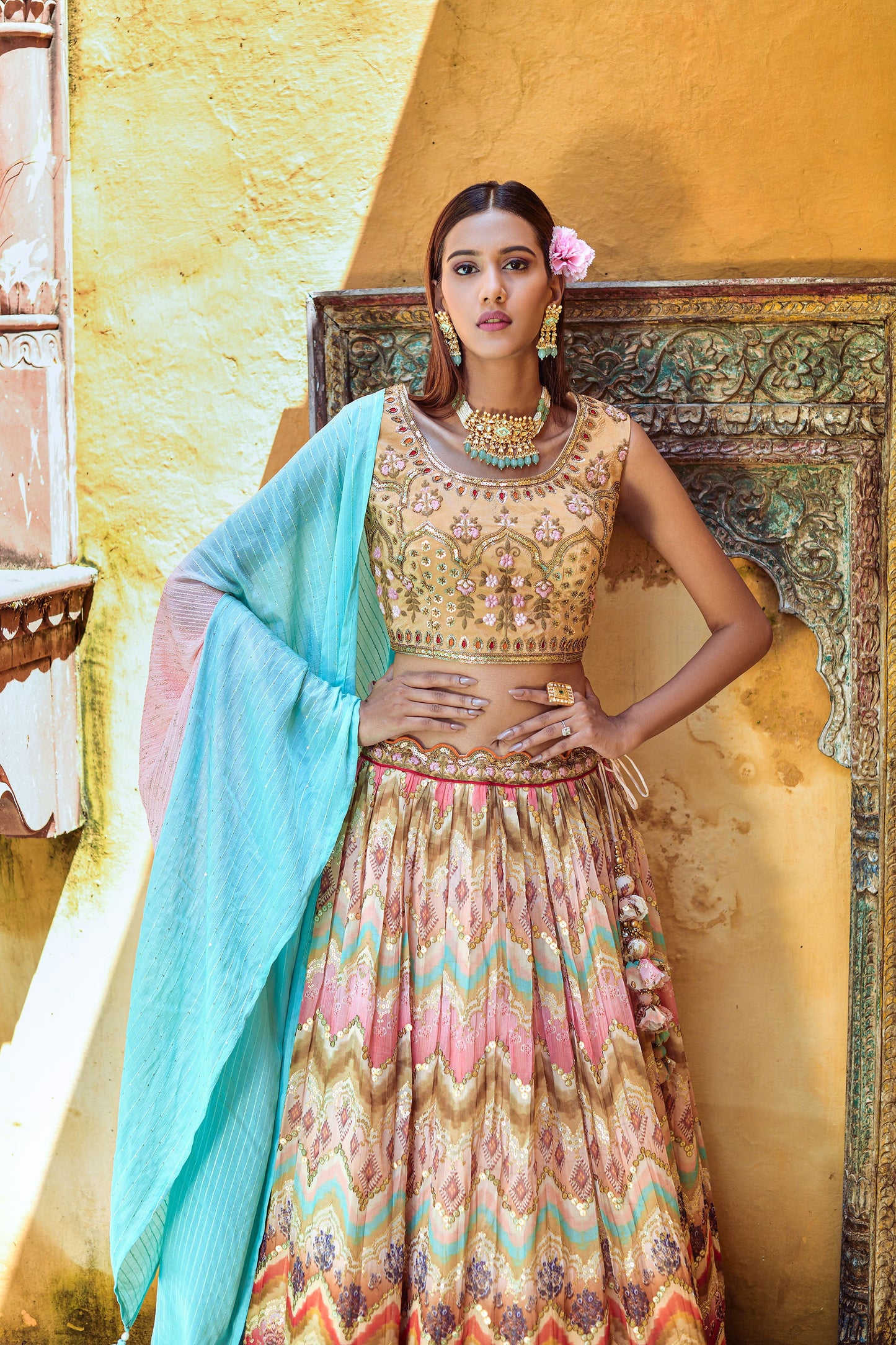 Multicolor Digital Printed Lehenga Choli for Wedding Guest AV77308