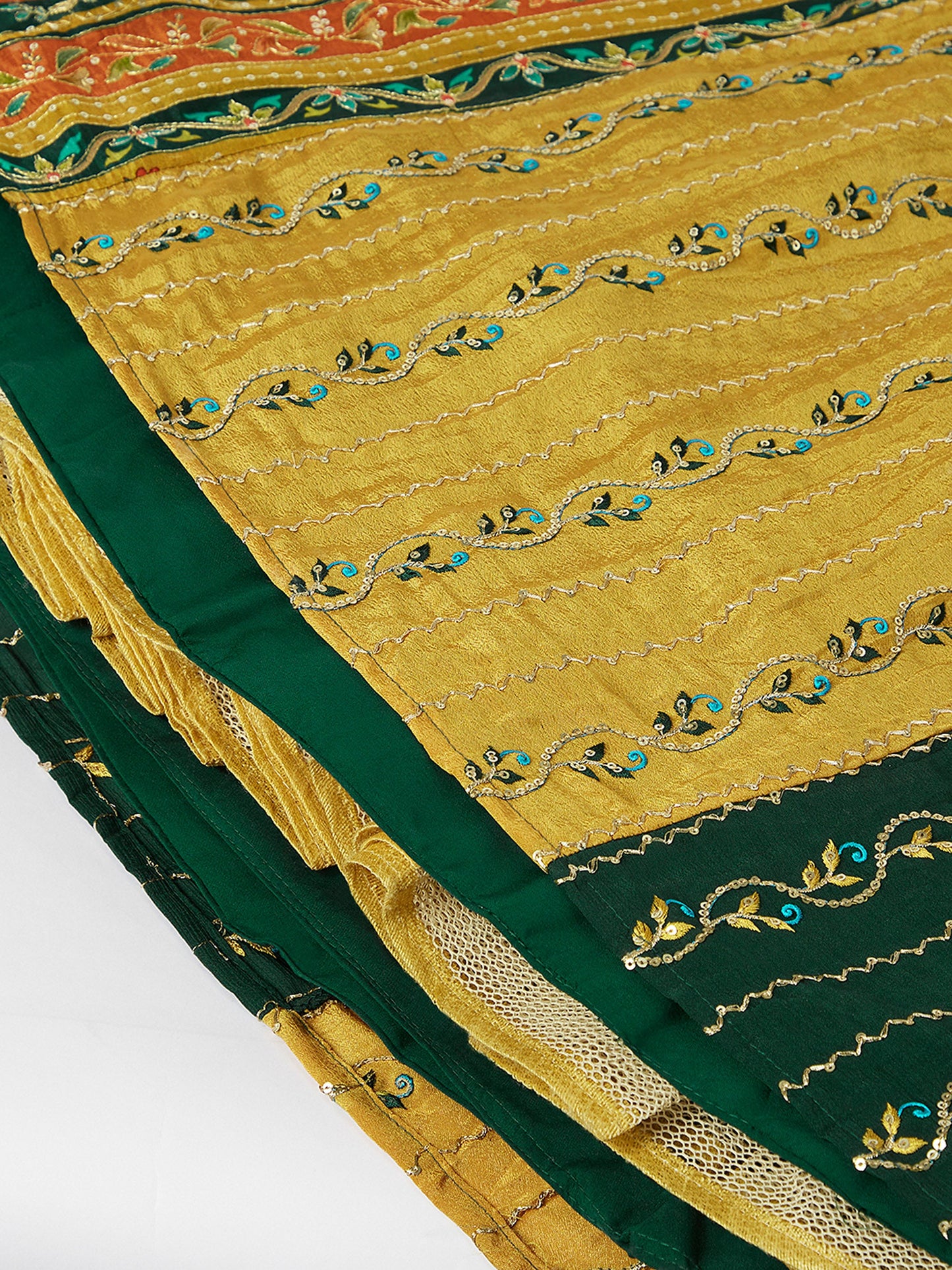 Green Chiffon Position print with Sequins embroidery Lehenga