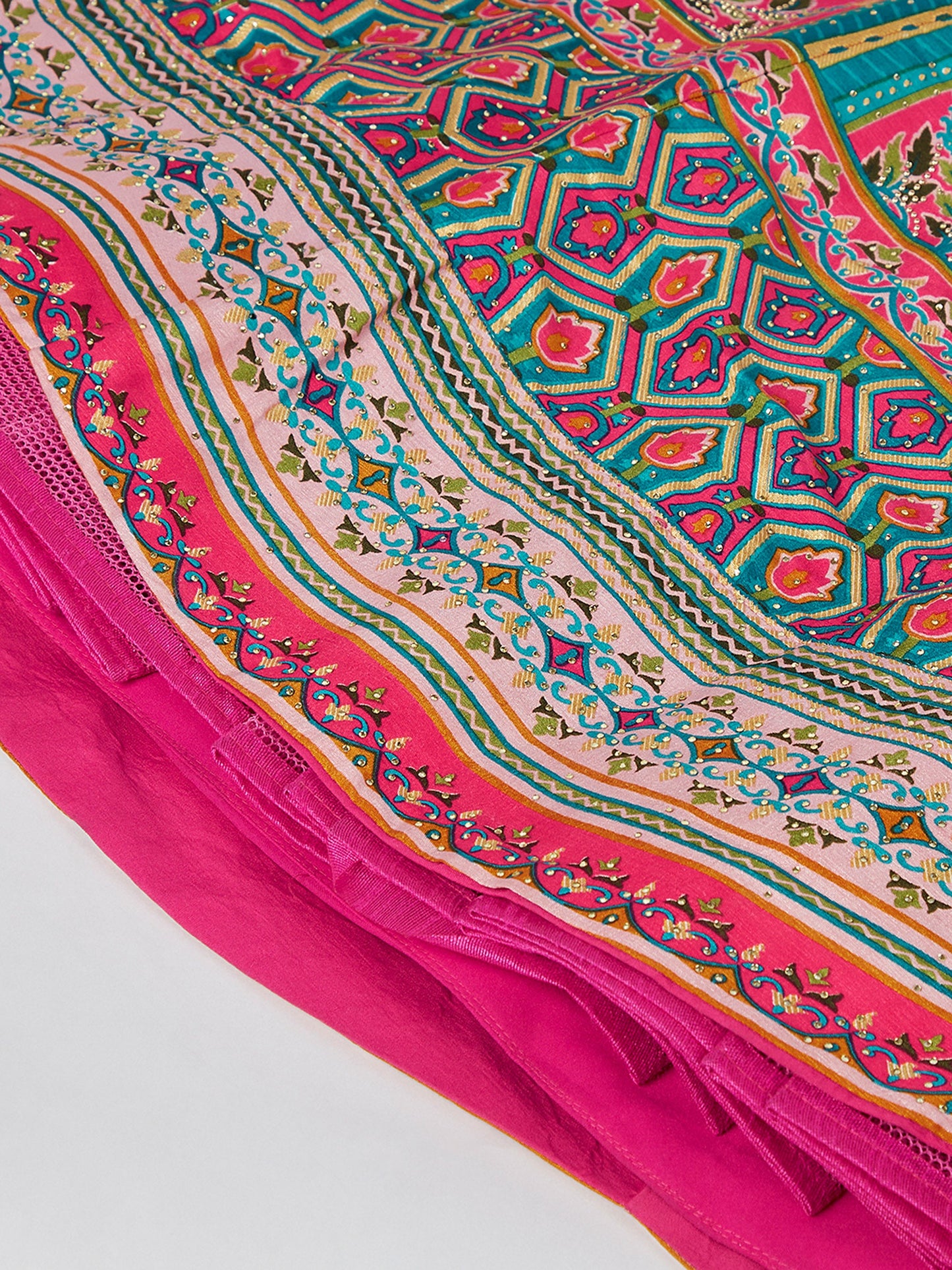 Pink Georgette Position Printing with siroski Stone work Lehenga