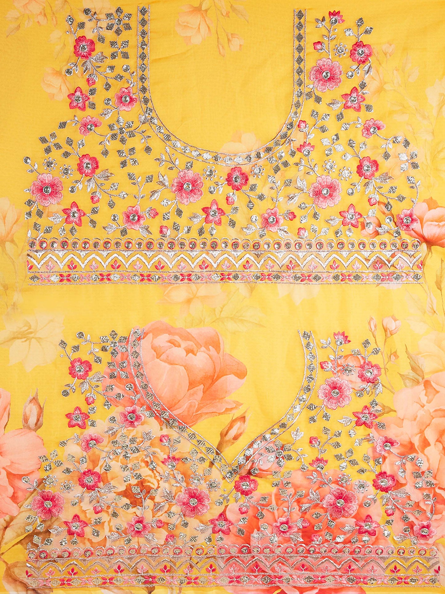 Yellow colour Organza Floral design digital print Lehenga choli