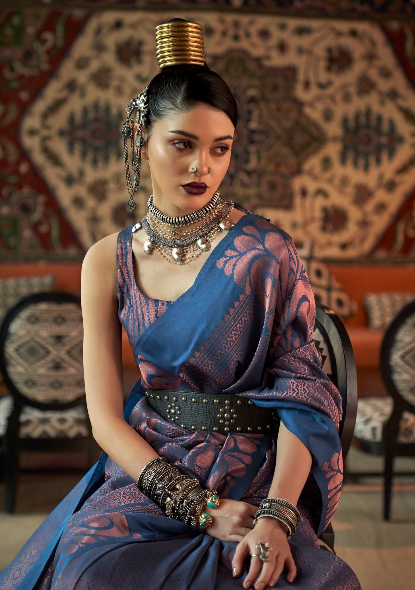 Royal Blue Woven Silk Banarasi Saree