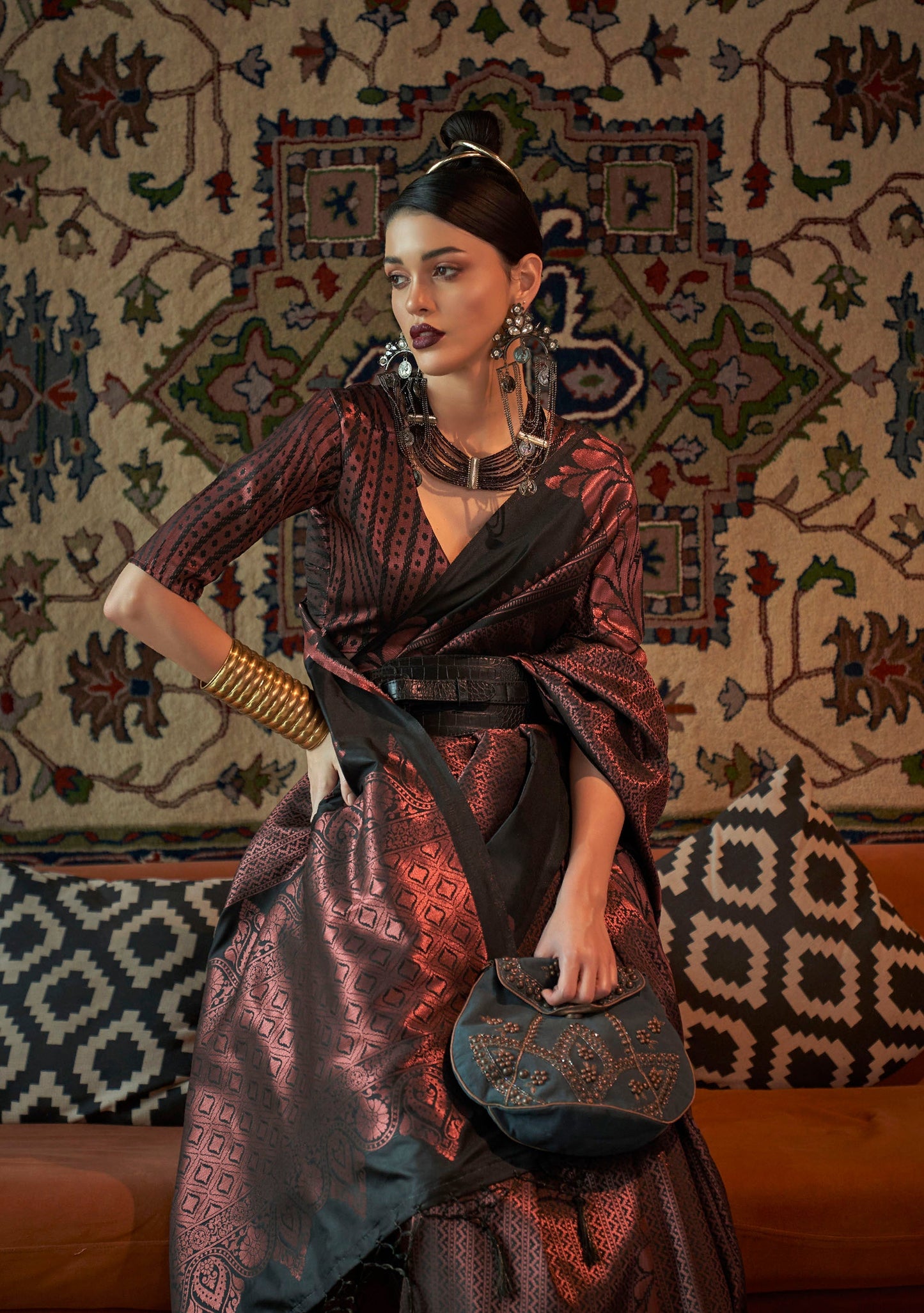 Black Woven Silk Banarasi Saree