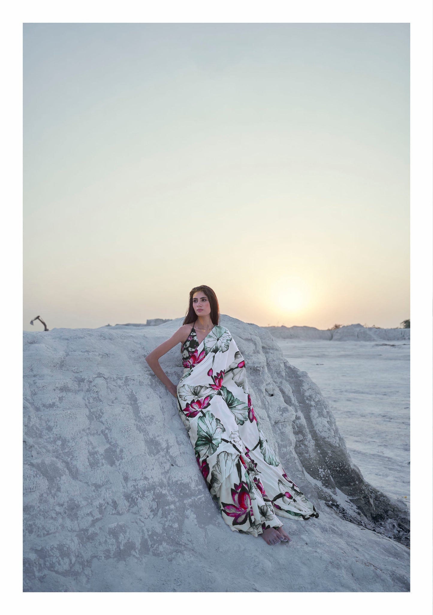 White Soft Silk Digital Printed Saree