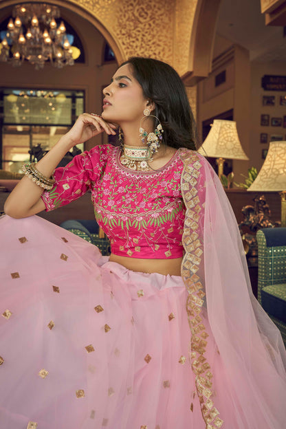 Beautiful Pink Soft Net Designer Lehenga Choli