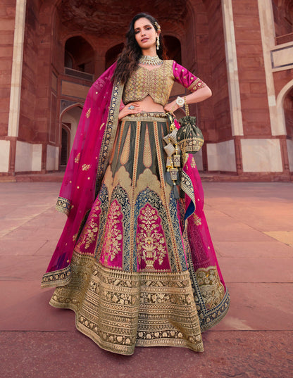 Stunning Grey and Beige Color Bridal Lehenga