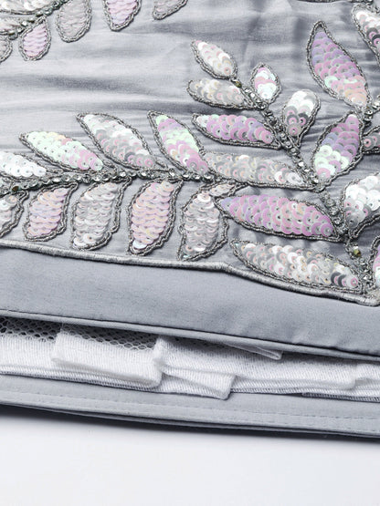 Grey Organza Sequins & Zarkan embroidery Lehenga