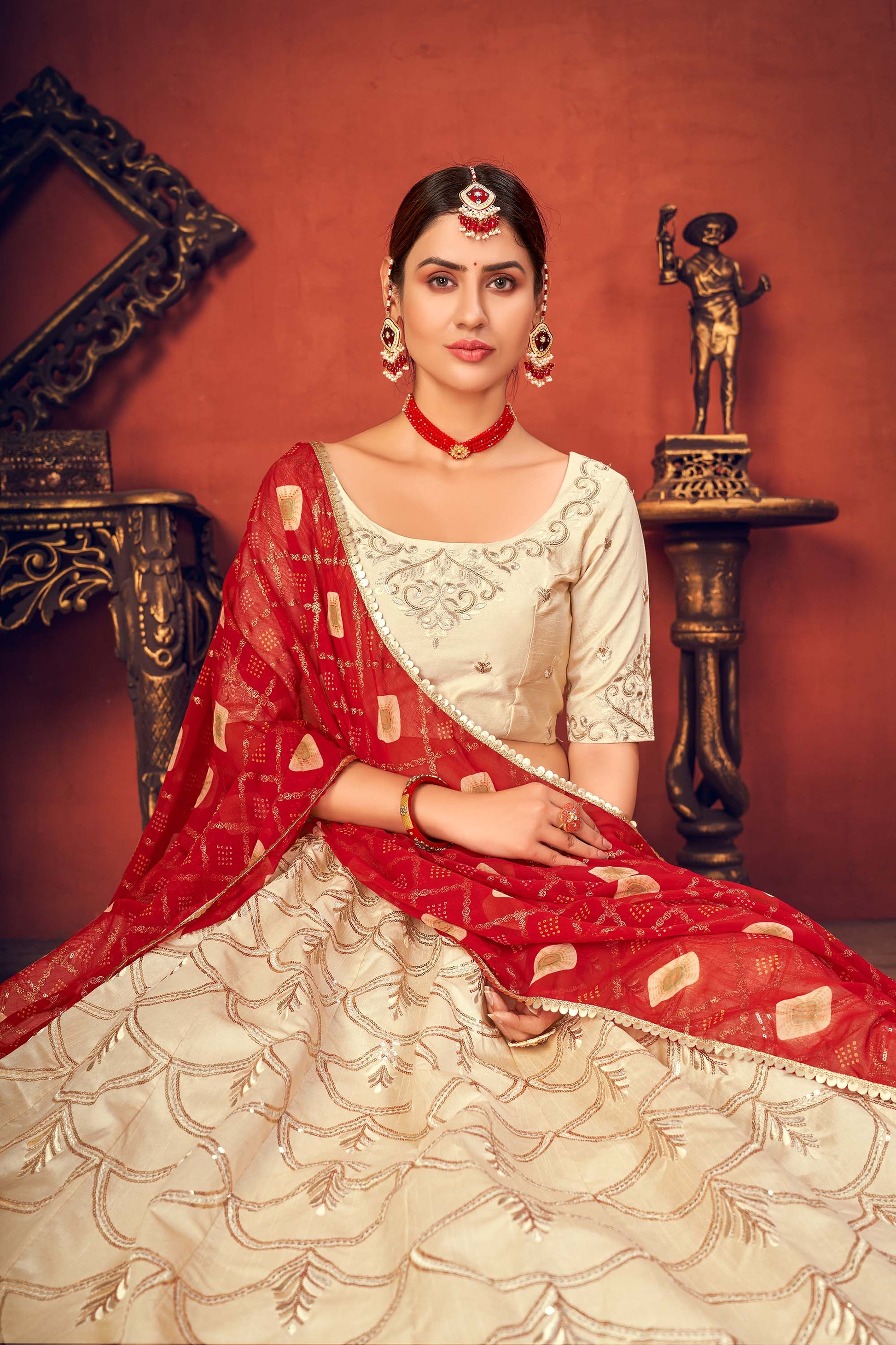 White Sequence Embroidered Bridesmaid Lehenga 1767