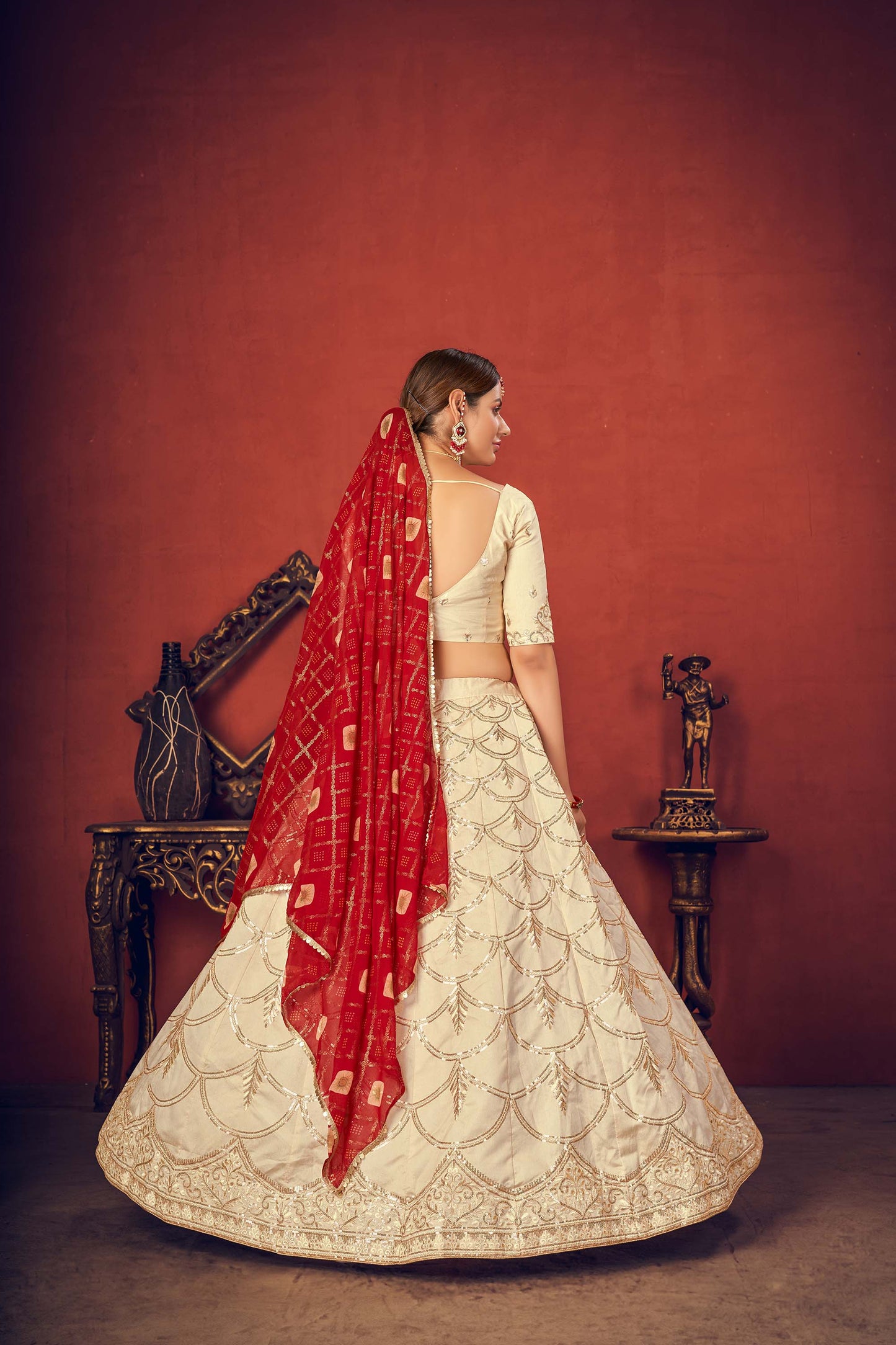 White Sequence Embroidered Bridesmaid Lehenga 1767