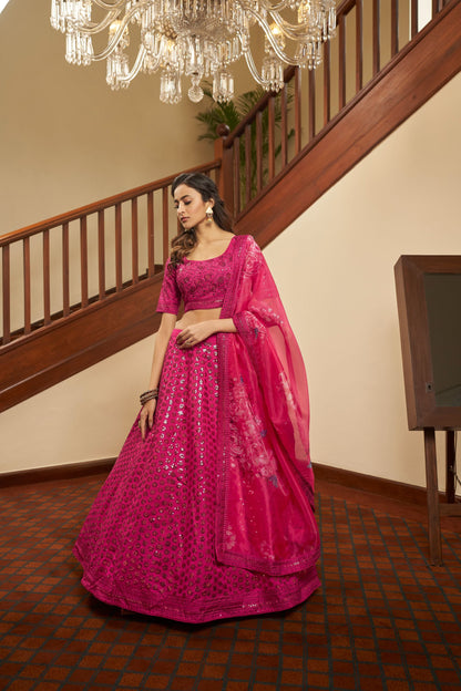 Deep Pink Art silk Lehenga for Bridesmaid 1921