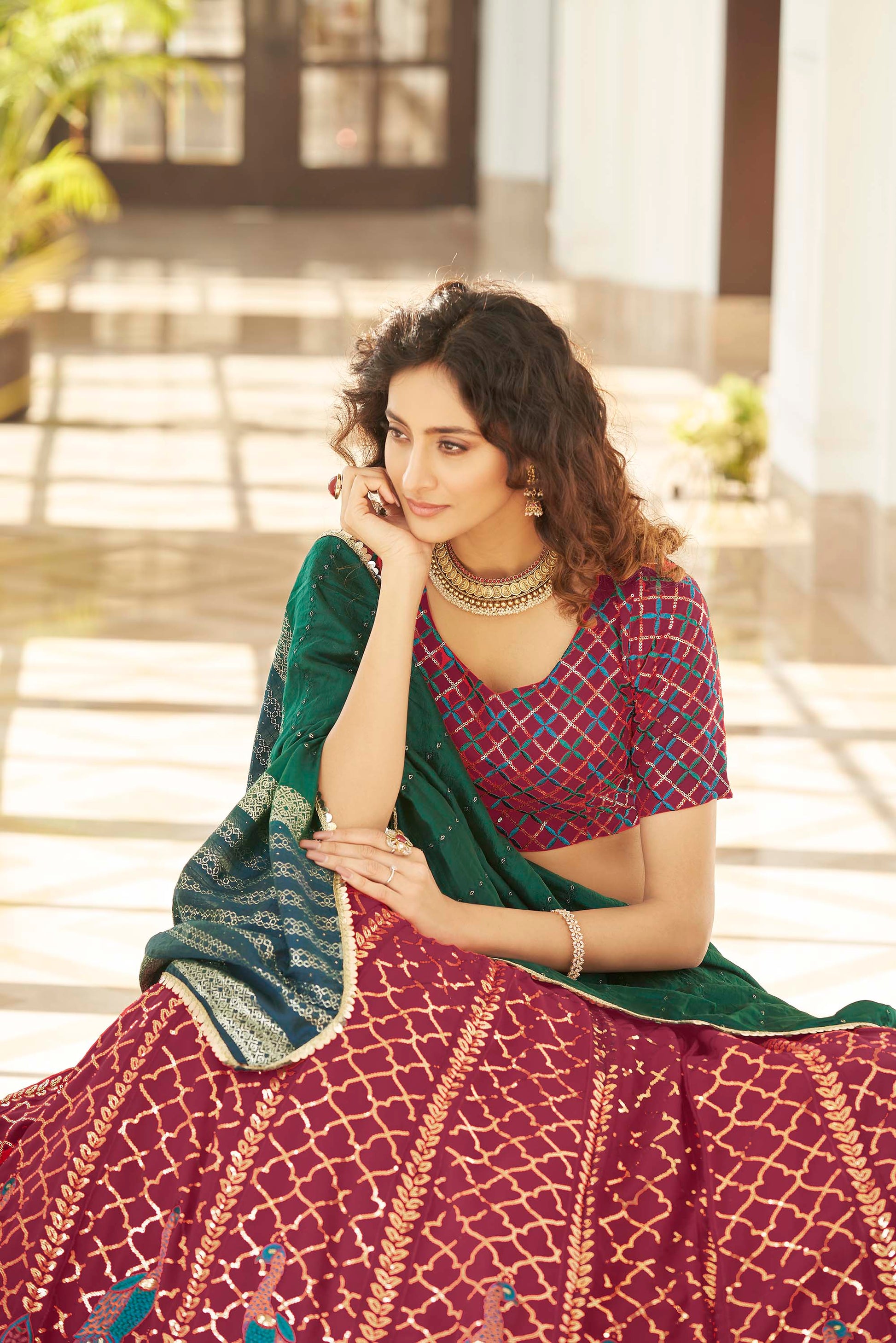 Dazzling Pink Embroidered Lehenga for Wedding Guest