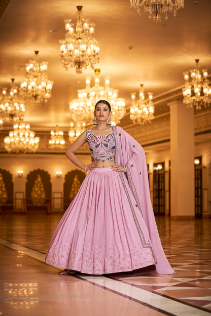 Lovely Dusty Pink Trendy Lehenga