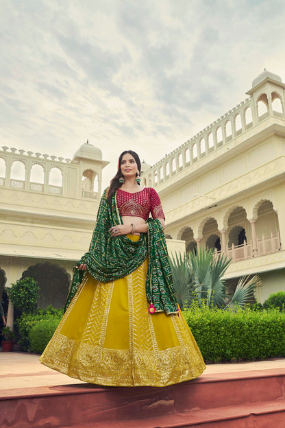 Stunning Yellow Embroidered Lehenga