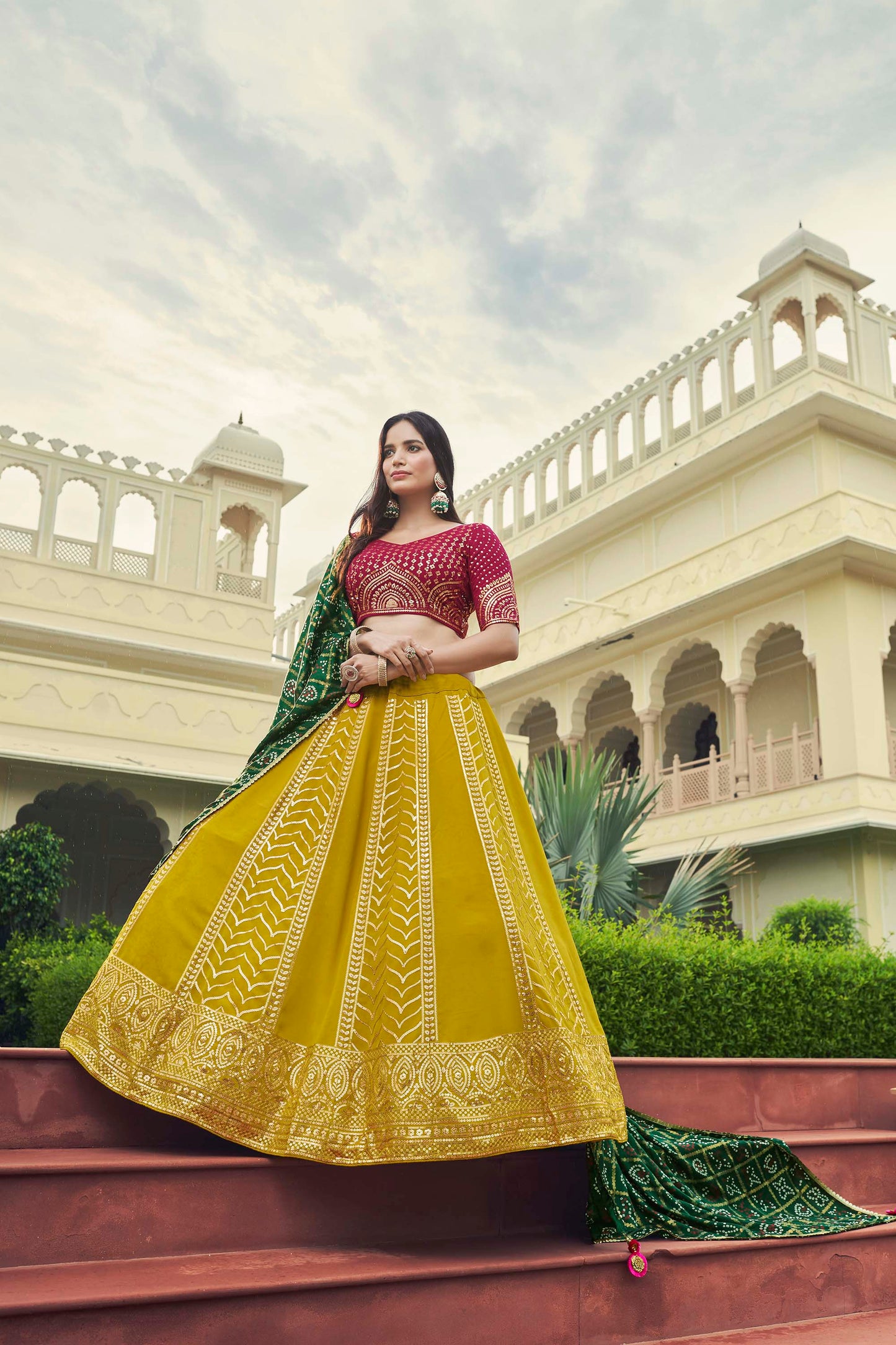 Stunning Yellow Embroidered Lehenga