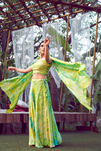 Fluorescent Green Silk Printed Party Wear Lehenga Choli