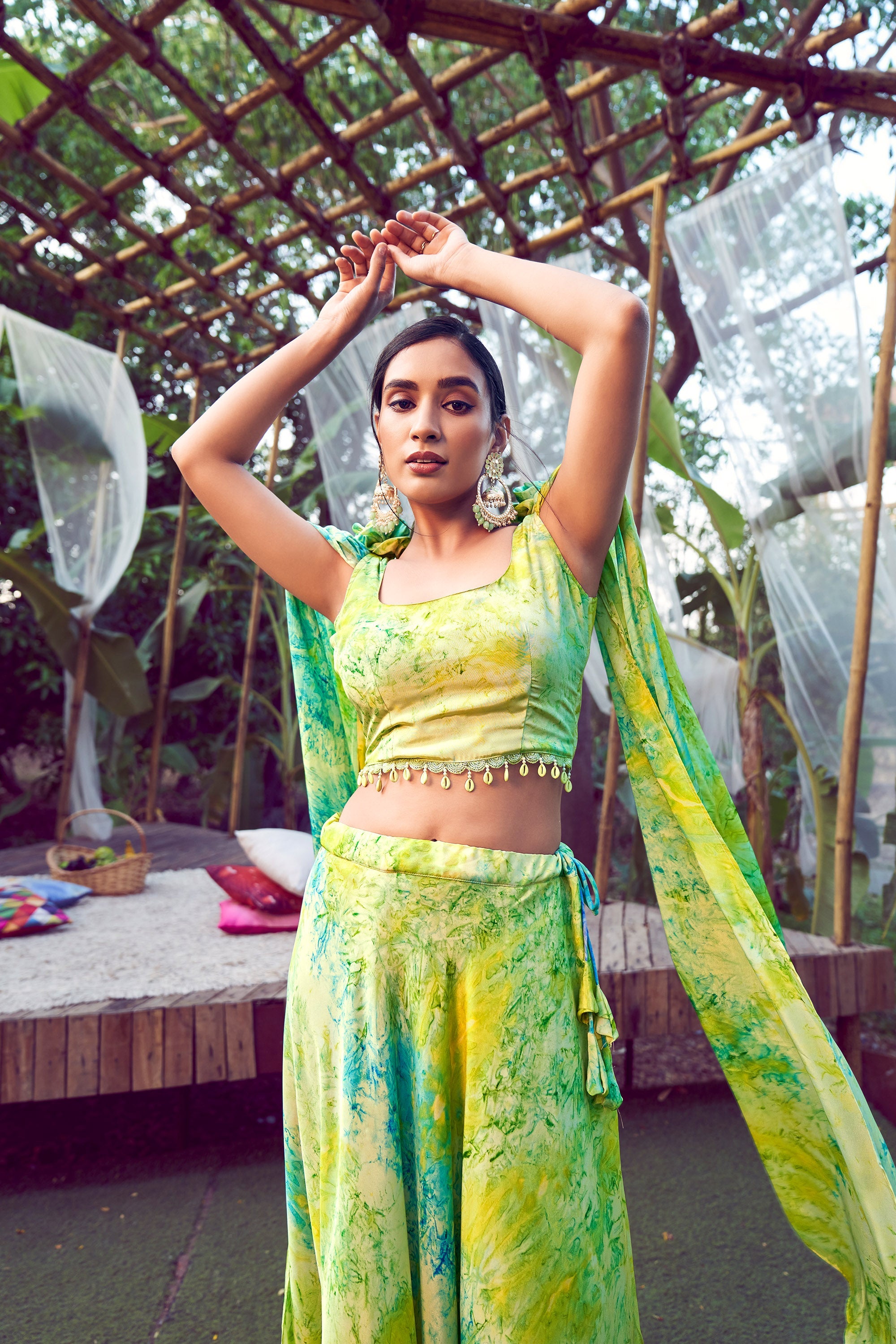 Fluorescent green lehenga hotsell