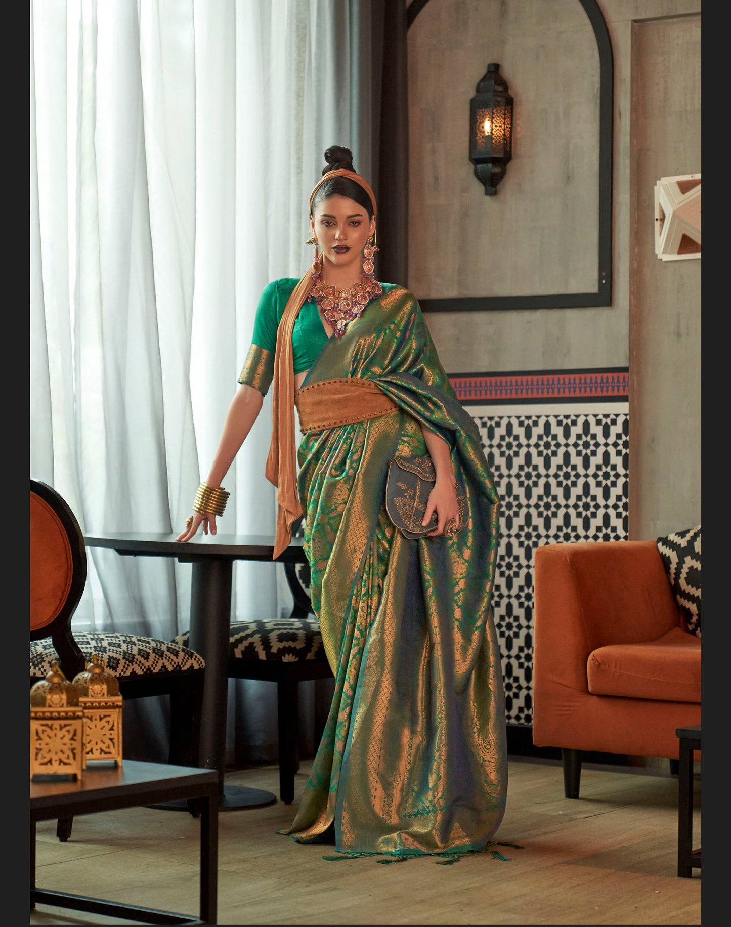 Leaf Green Kanjivaram Silk Saree