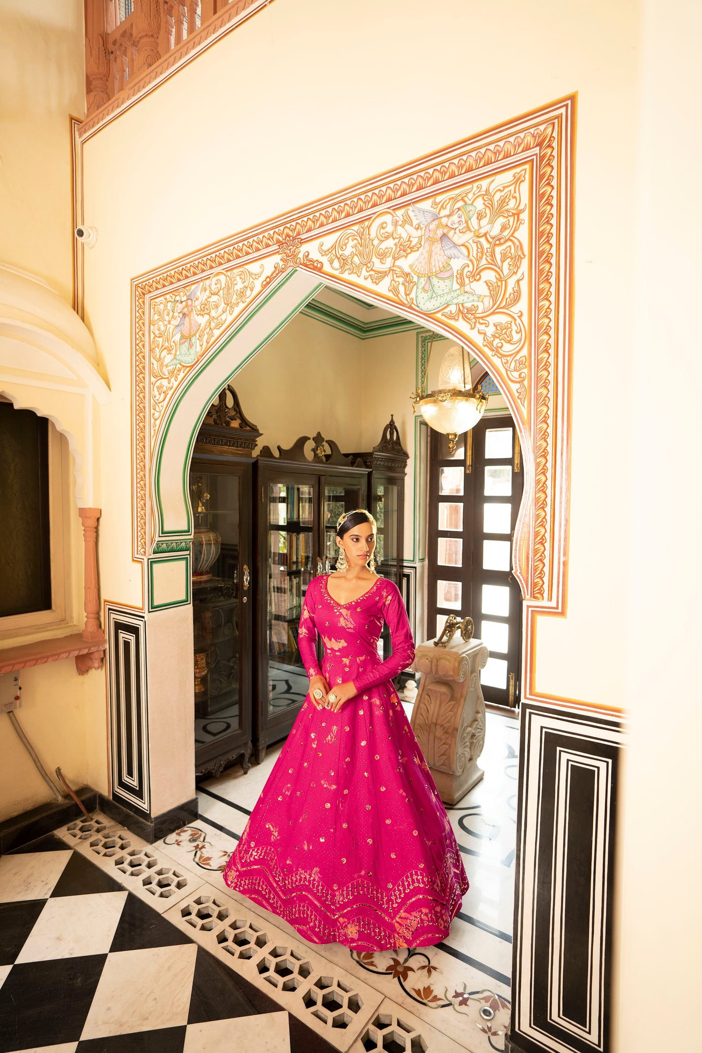 Pink Partywear Sequin Work Gown