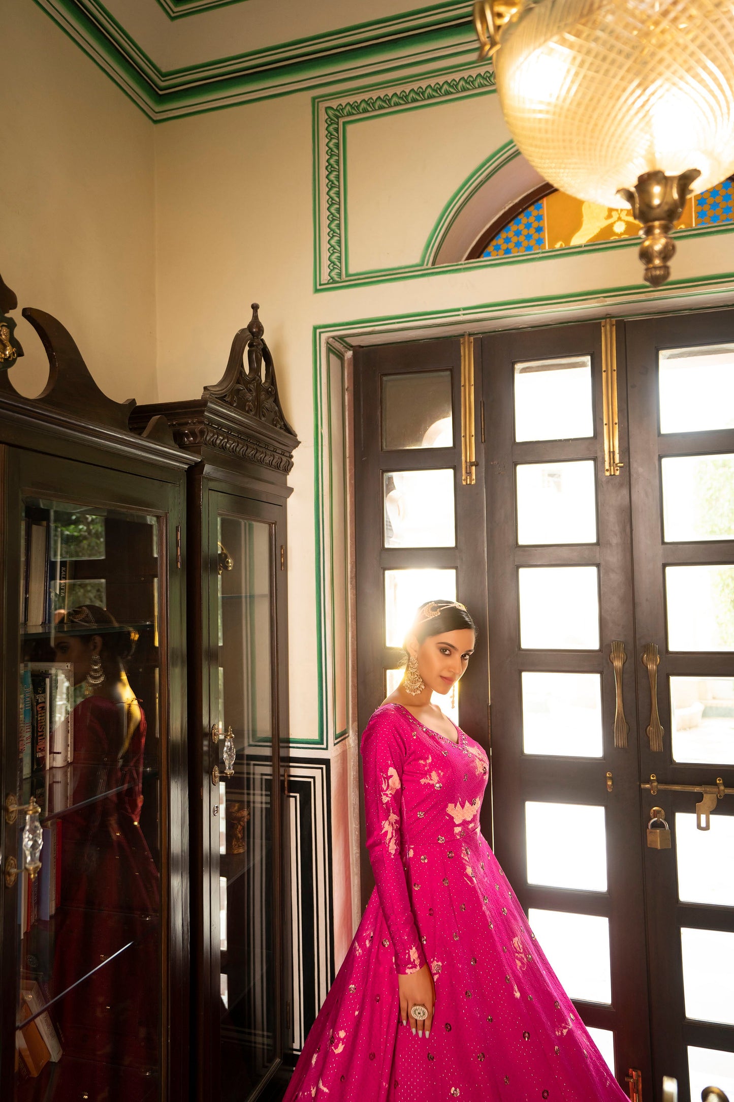 Pink Partywear Sequin Work Gown