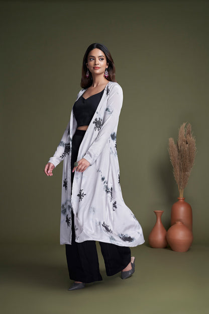 Black and White Embroidered Silk Party Wear Palazzo