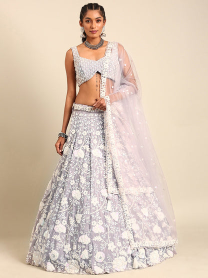 Mauve Chinon Sequins and Zarkan embroidery Lehenga