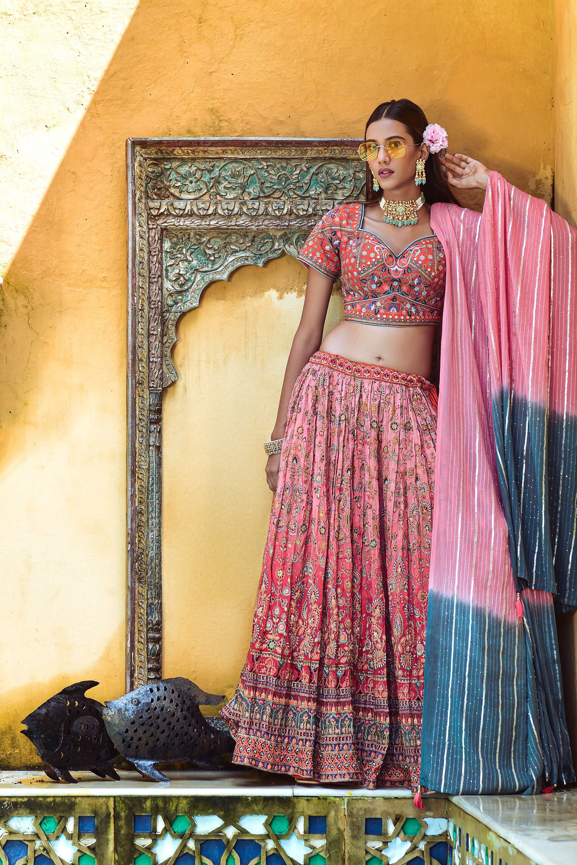 Pink Viscose Digital Printed Lehenga Choli for Bridesmaid AV77311