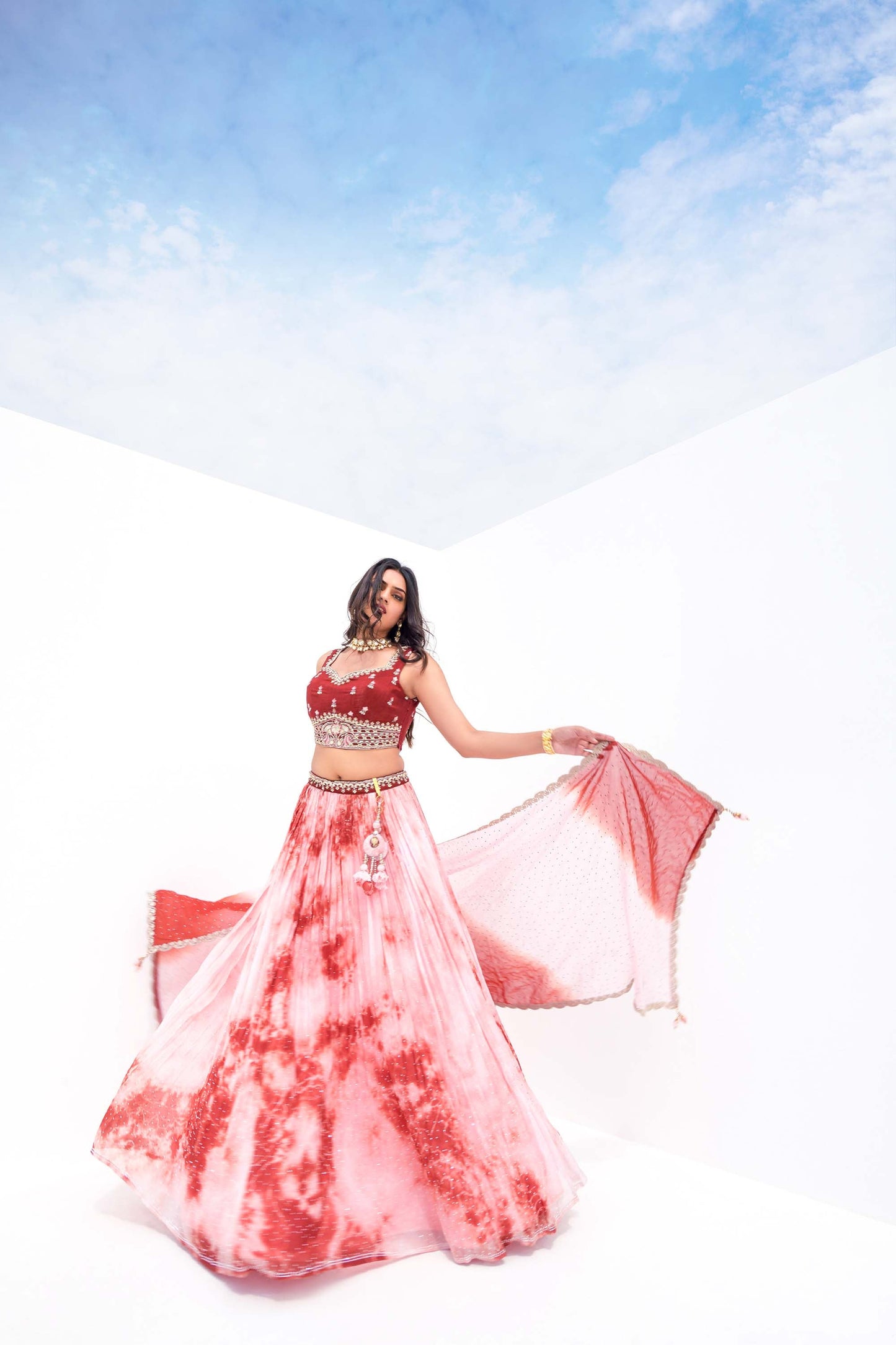 Divine Light Pink Viscose Sequins Lehenga