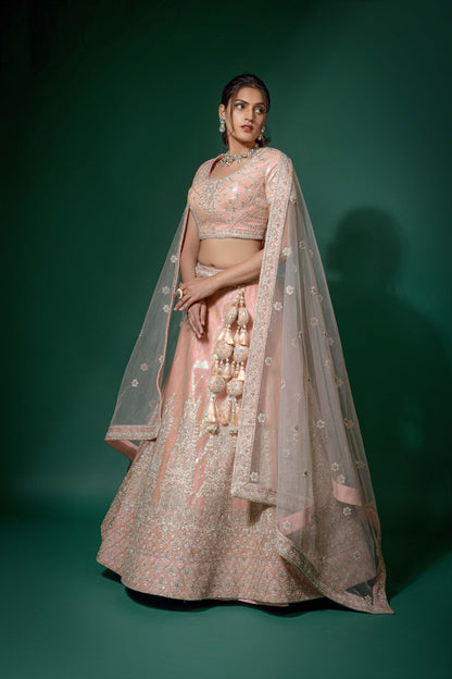 Delightful Pink Coloured Soft Net Lehenga Choli