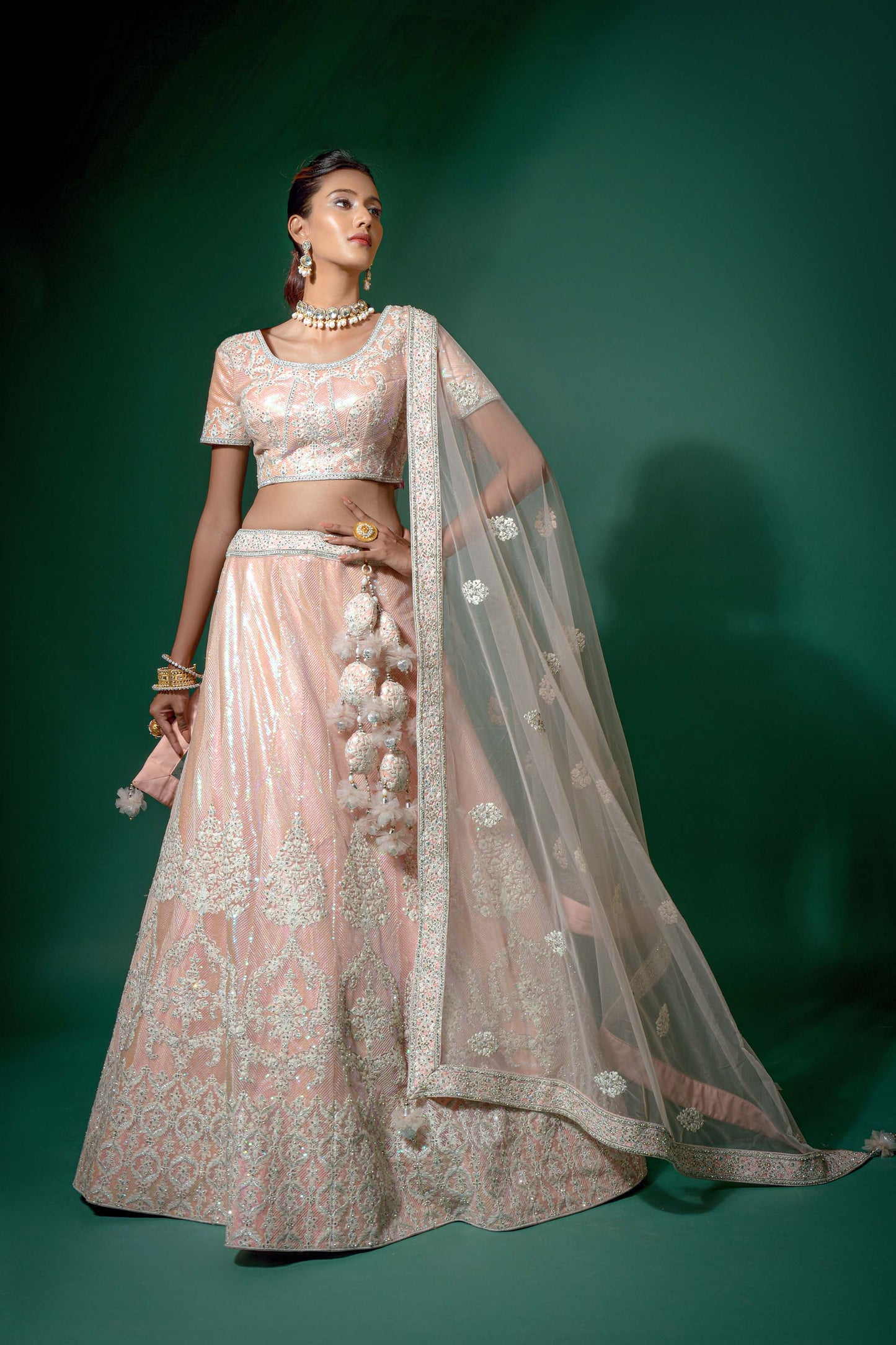 Ravishing Pink Sequins and Zari Work Lehenga