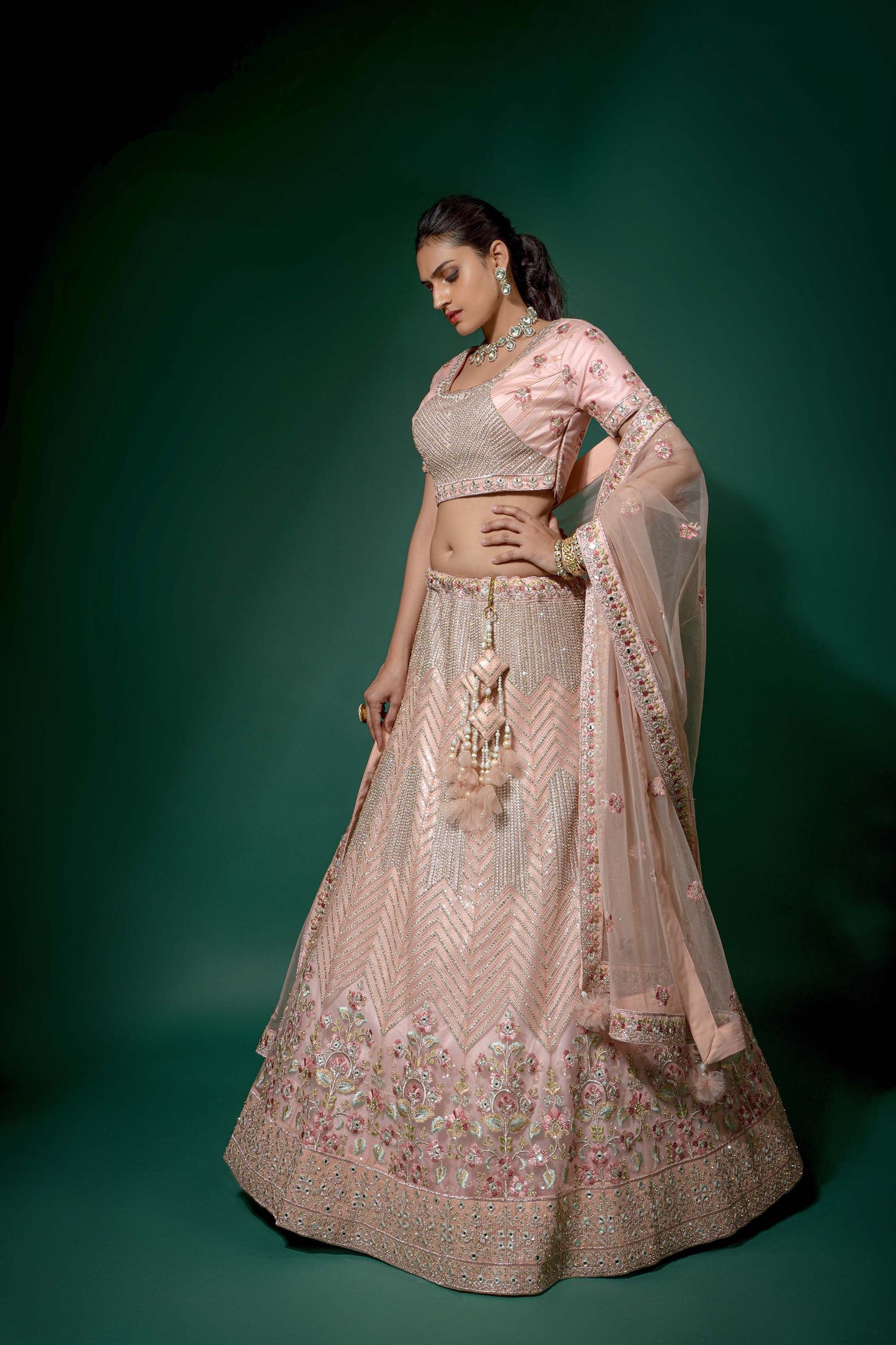 Magnificent Pink Color Net Designer Lehenga