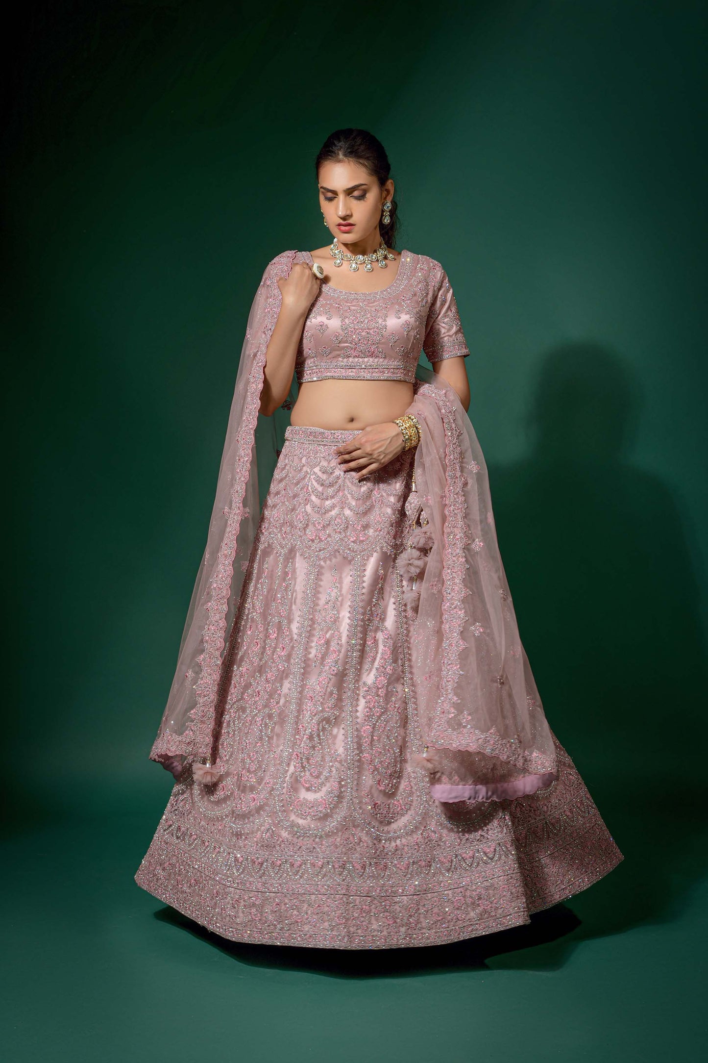 Alluring Purple Gazella Embroidered Lehenga Set